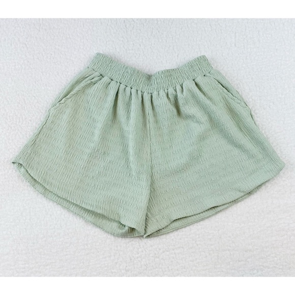 THER STUDIO • Mint Green Textured High-Waisted Mini Shorts - Picture 1 of 8